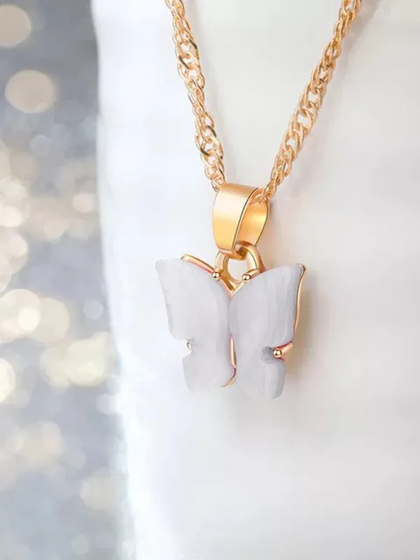 Combo of 2 White and Pink Mariposa Pendant