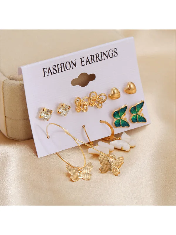 Combo Of Layered Butterfly Pendant With Earring Set