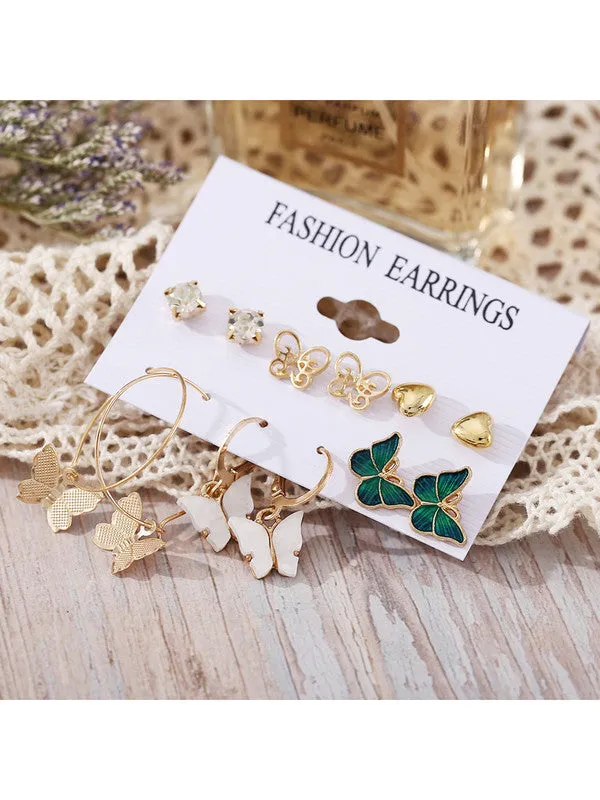 Combo Of Layered Butterfly Pendant With Earring Set