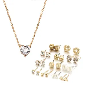 Combo Of Studded Heart Pendant  With Earring Set