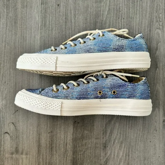 Converse All Star Basket Weave OX Monte Blue Multi women sneakers shoes size 7.5