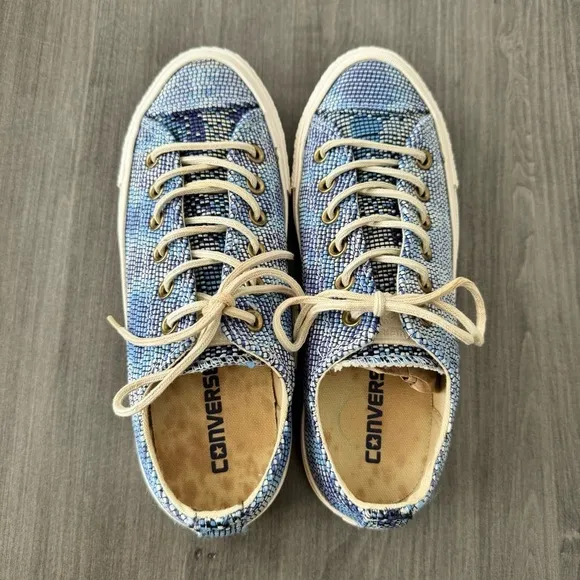Converse All Star Basket Weave OX Monte Blue Multi women sneakers shoes size 7.5