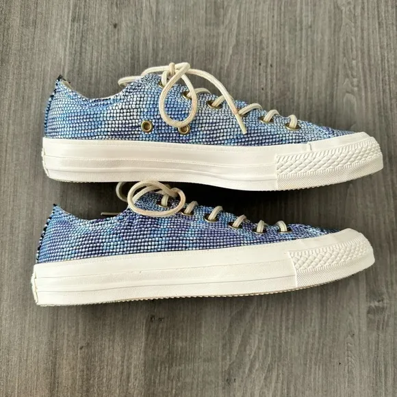 Converse All Star Basket Weave OX Monte Blue Multi women sneakers shoes size 7.5