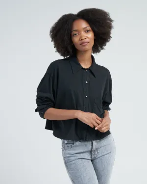 cropped knit shirt - stone black