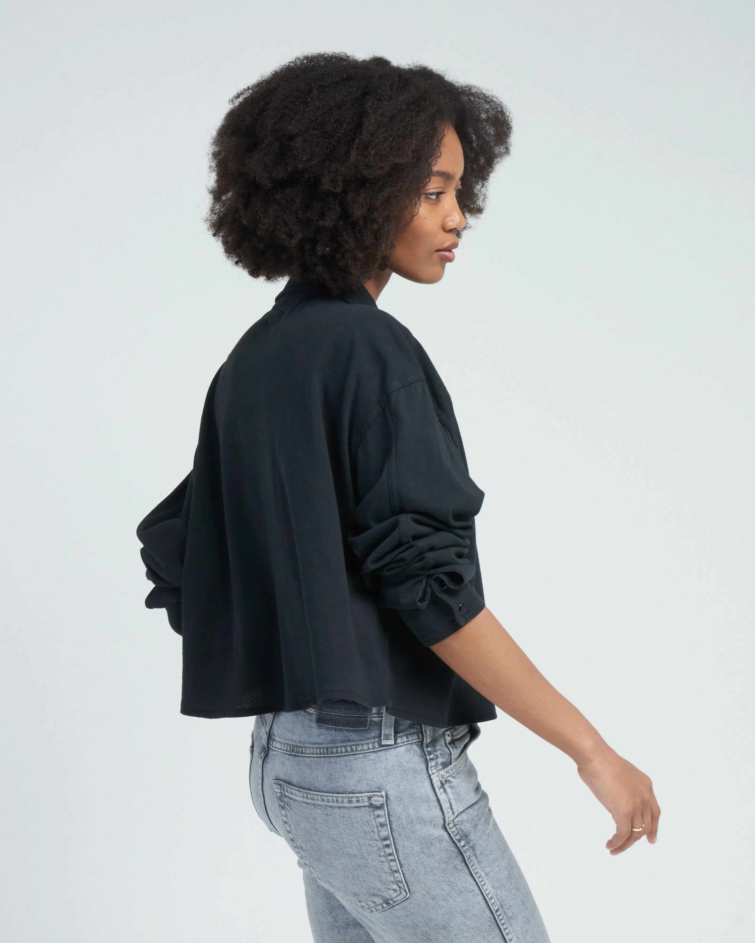 cropped knit shirt - stone black