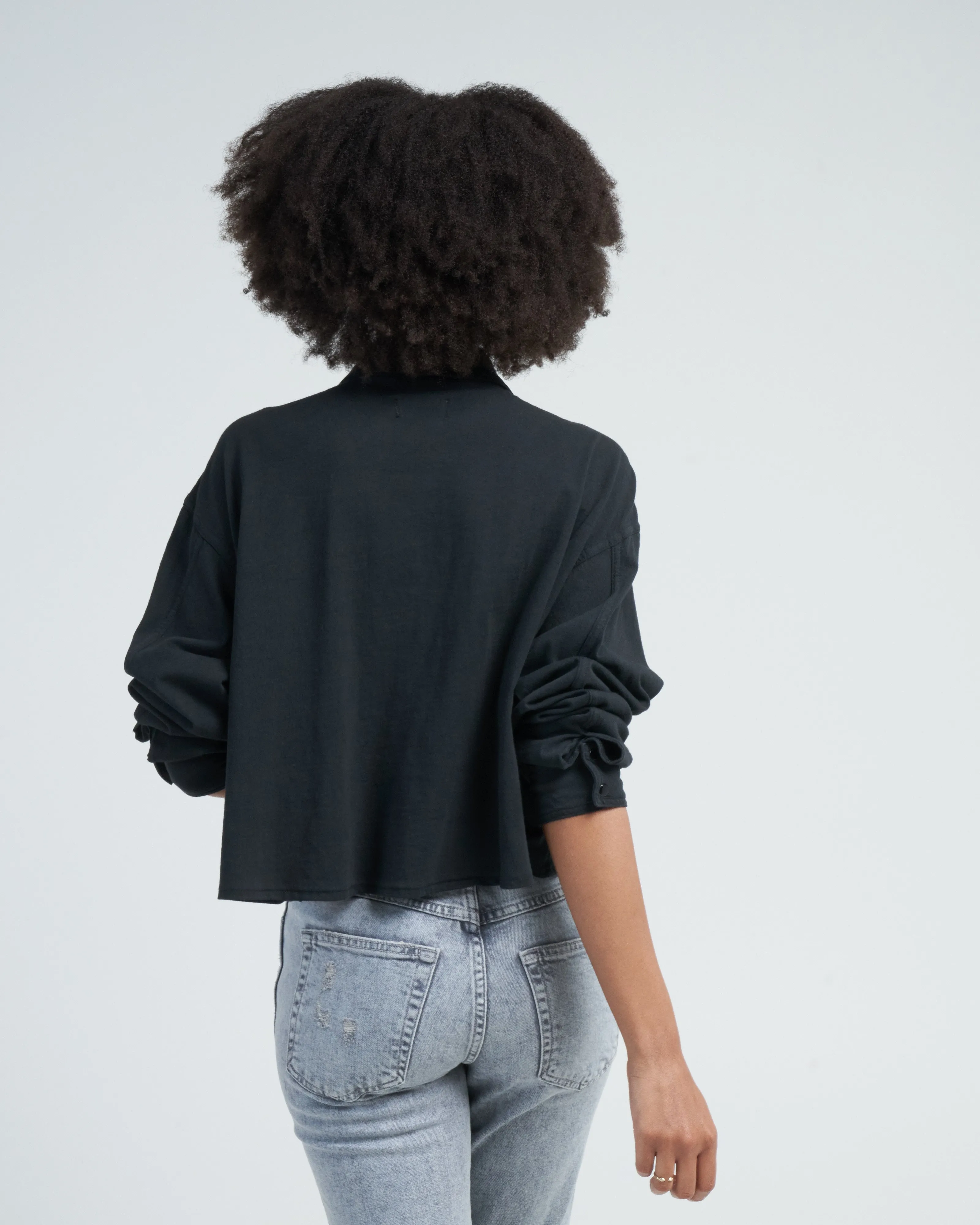 cropped knit shirt - stone black