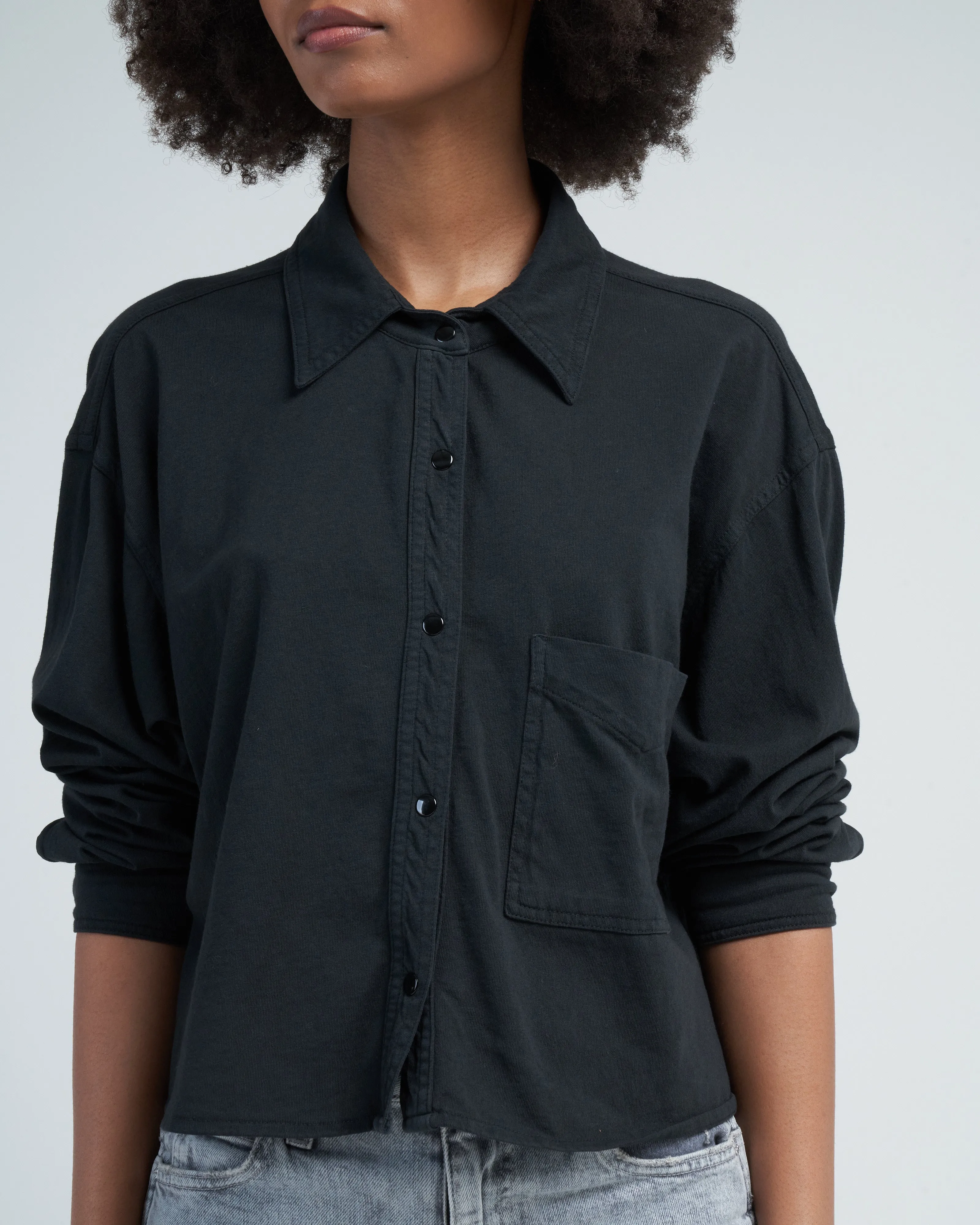 cropped knit shirt - stone black