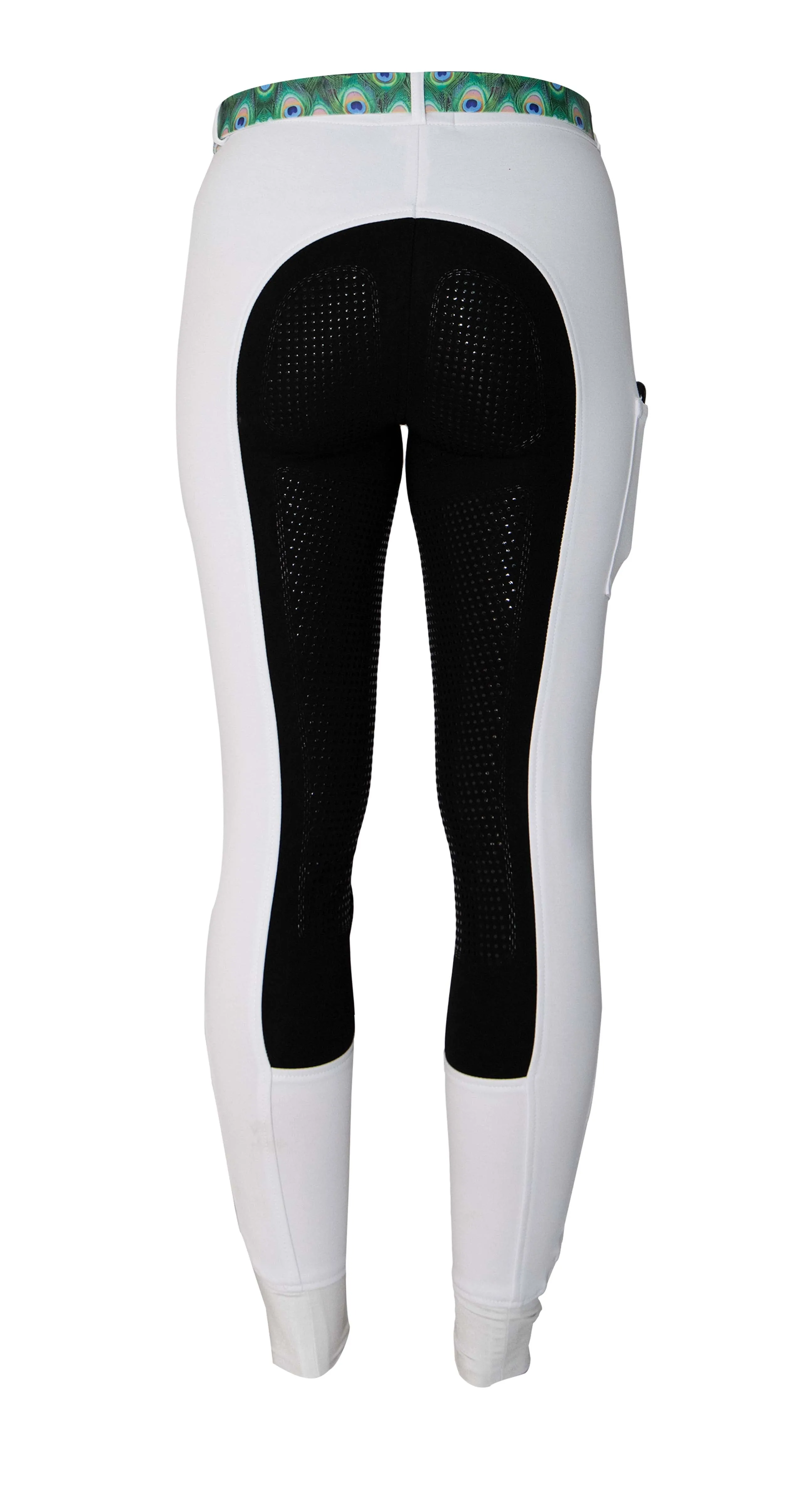 Curvy Mare | High-Waist Breech | White   Black | Side Pocket