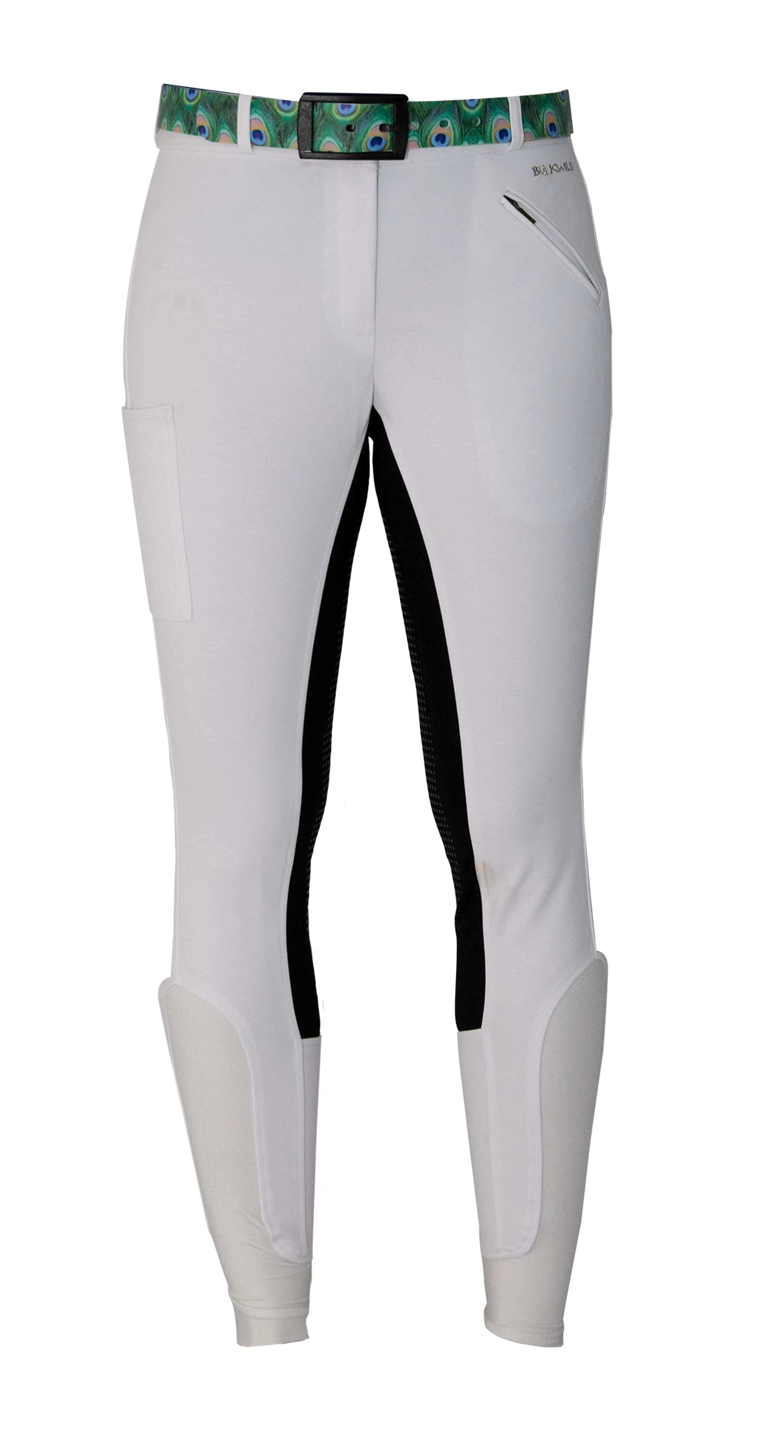 Curvy Mare | High-Waist Breech | White   Black | Side Pocket