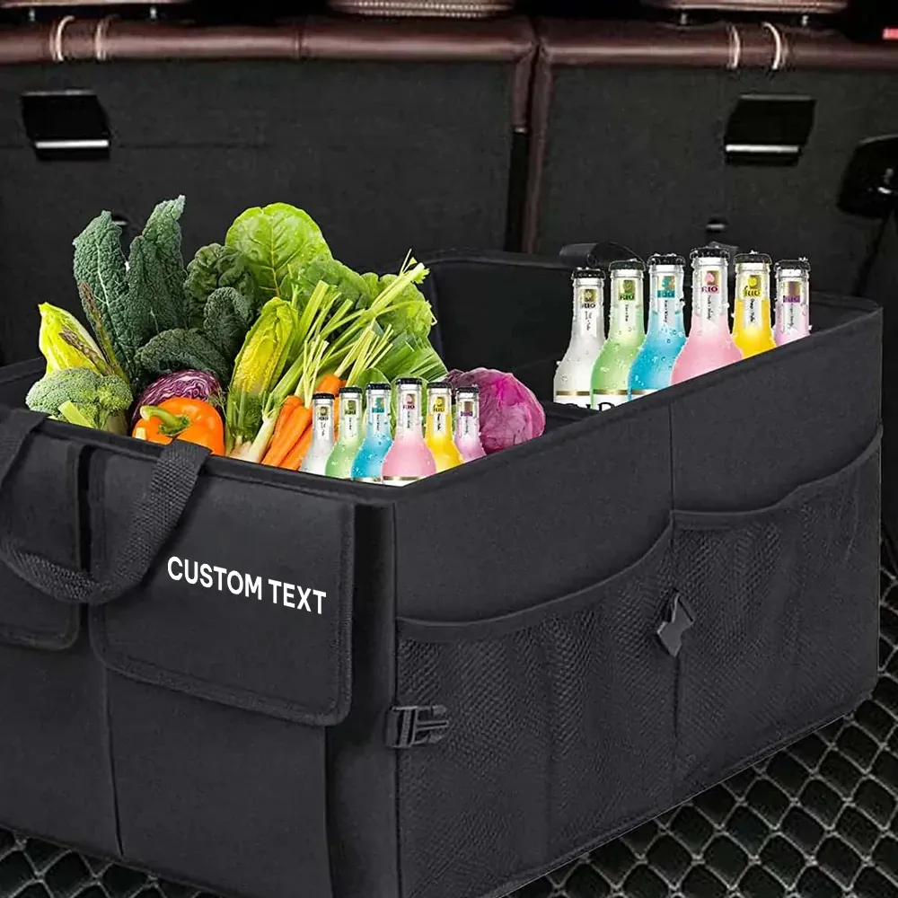 Custom Text For Car Trunk Organizer, Compatible with All Cars, Foldable Car Trunk Storage Box, Storage Bag, Waterproof, Dust-proof, Stain-Resistant CC12997