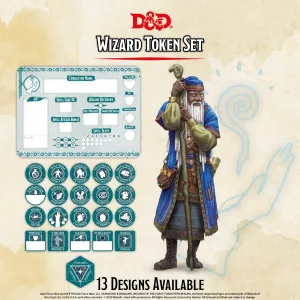 D&D RPG: Wizard Token Set ( Player Board & 22 Tokens)