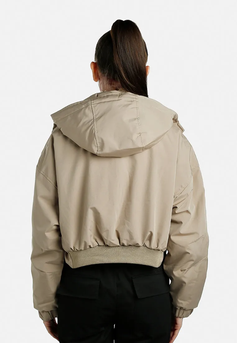 Drawstring Cropped Woven Jacket By RUW