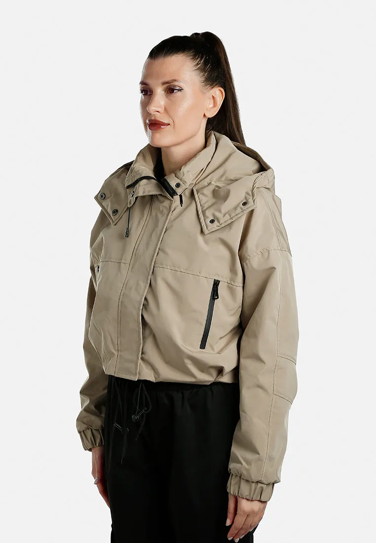Drawstring Cropped Woven Jacket By RUW
