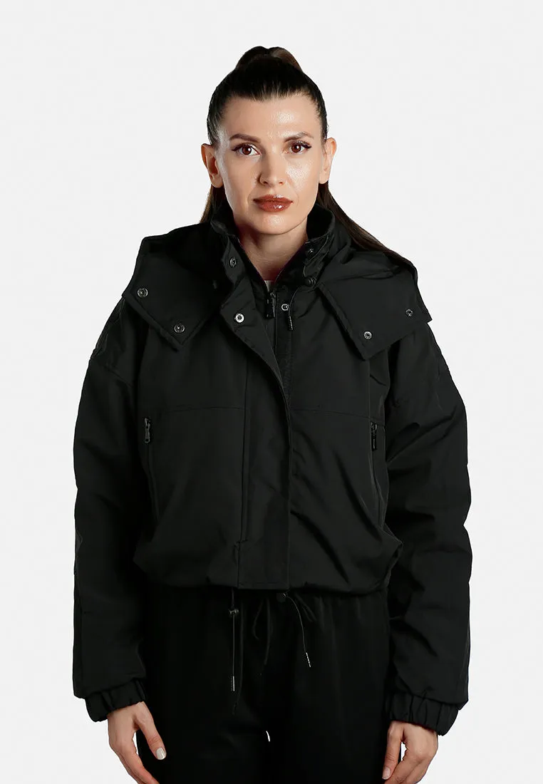 Drawstring Cropped Woven Jacket By RUW