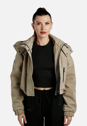 Drawstring Cropped Woven Jacket By RUW