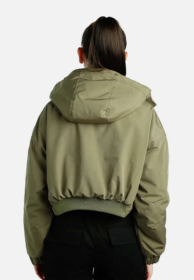 Drawstring Cropped Woven Jacket By RUW