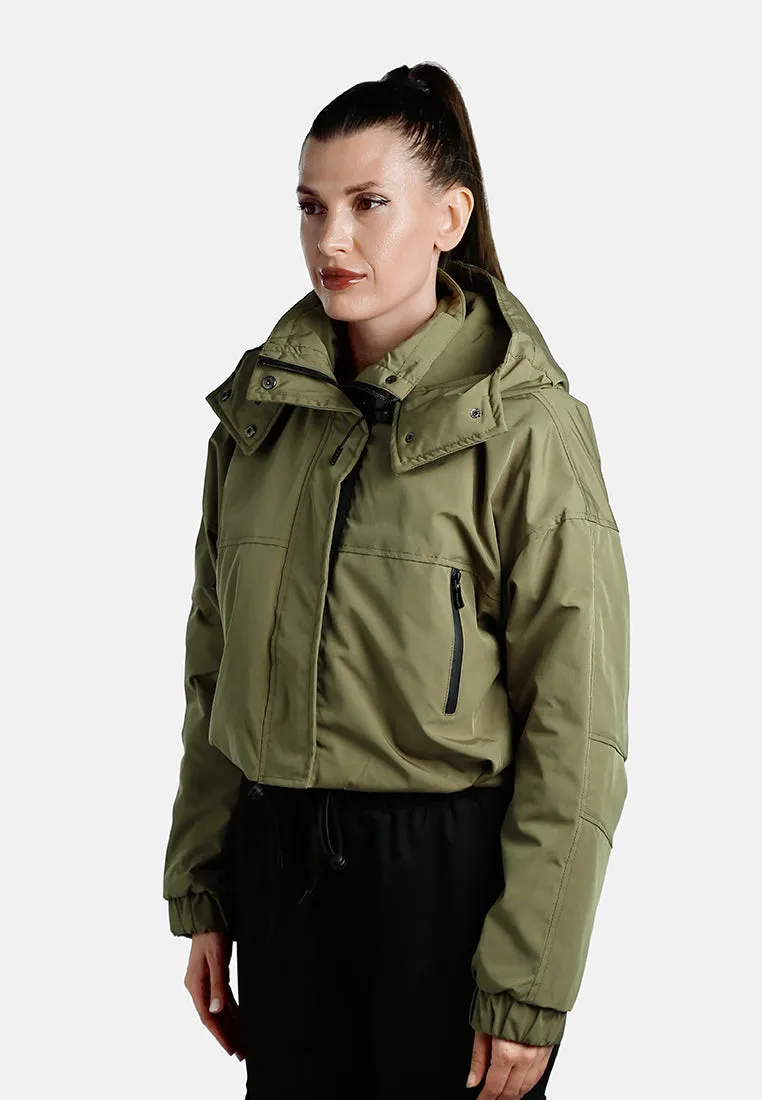 Drawstring Cropped Woven Jacket By RUW