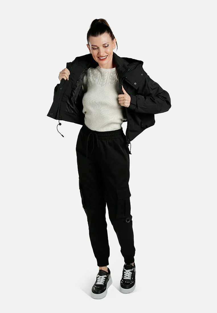 Drawstring Cropped Woven Jacket By RUW