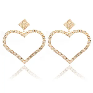 Embellished Golden Studded Heart Shaped Stud Earrings