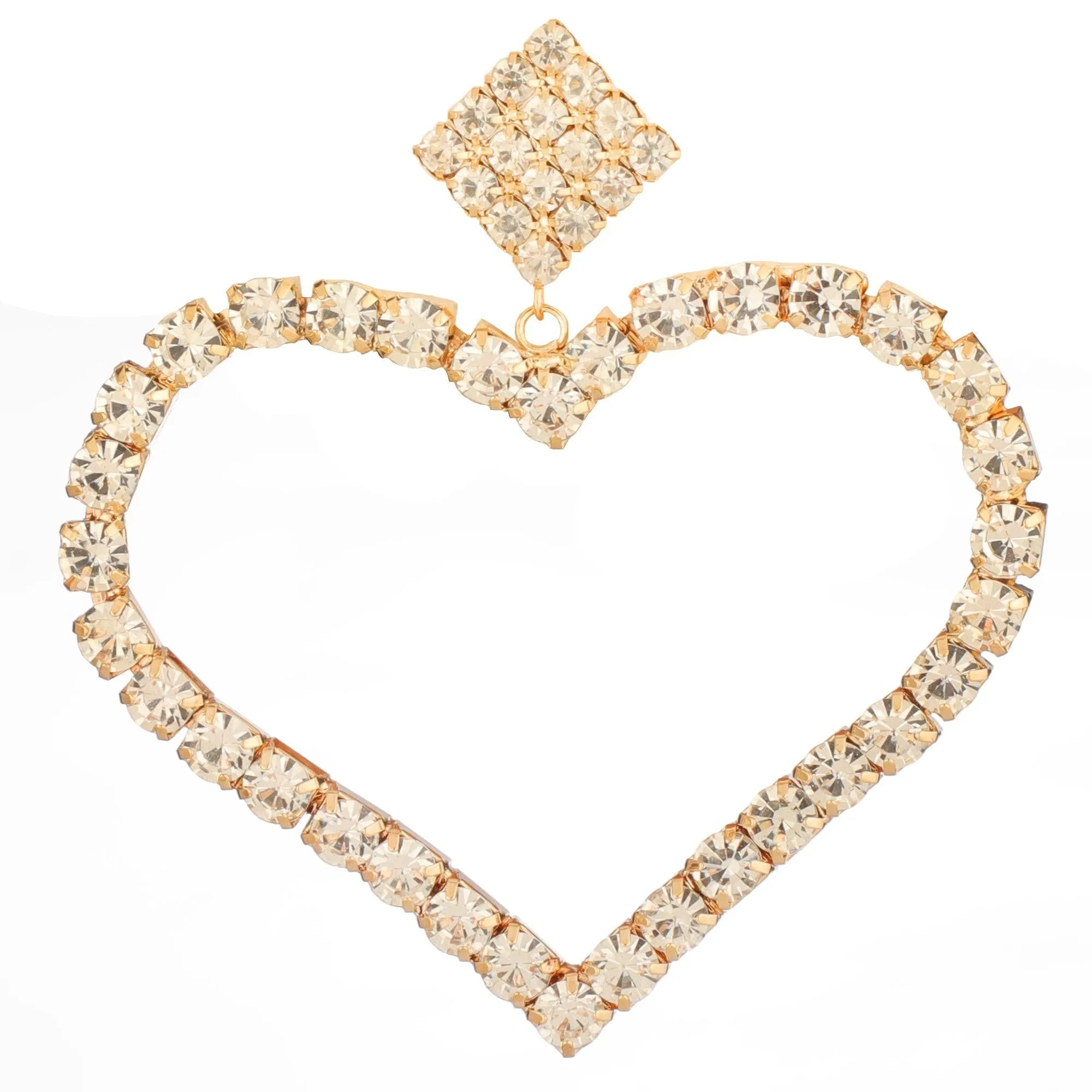Embellished Golden Studded Heart Shaped Stud Earrings