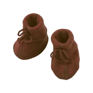 Engel  Baby booties with ribbon wool fleece, cinnamon melange