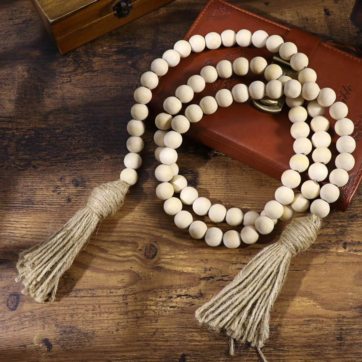 Farmhouse Rustic Wood Bead Garland