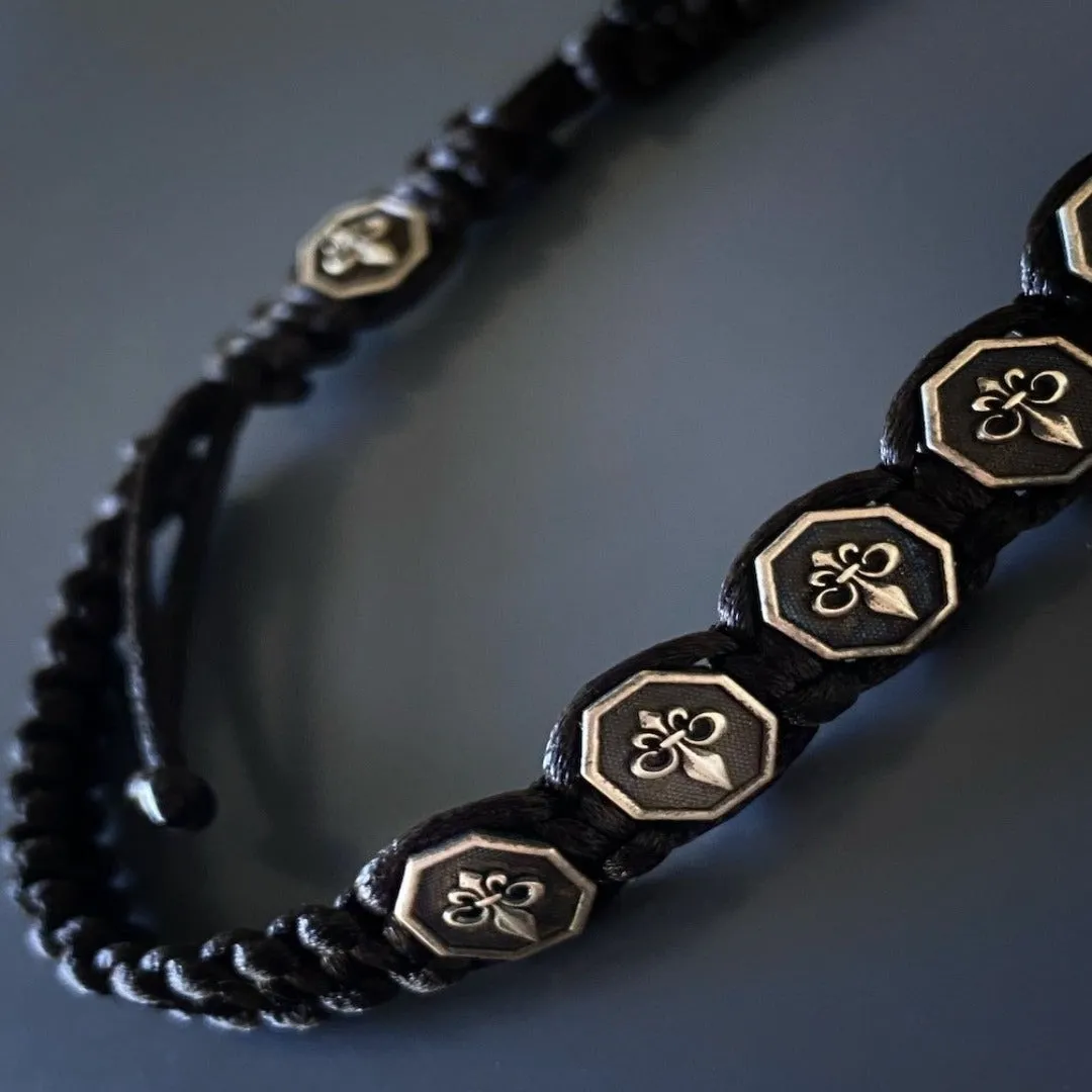 Fleur De Lis Woven Men Bracelet