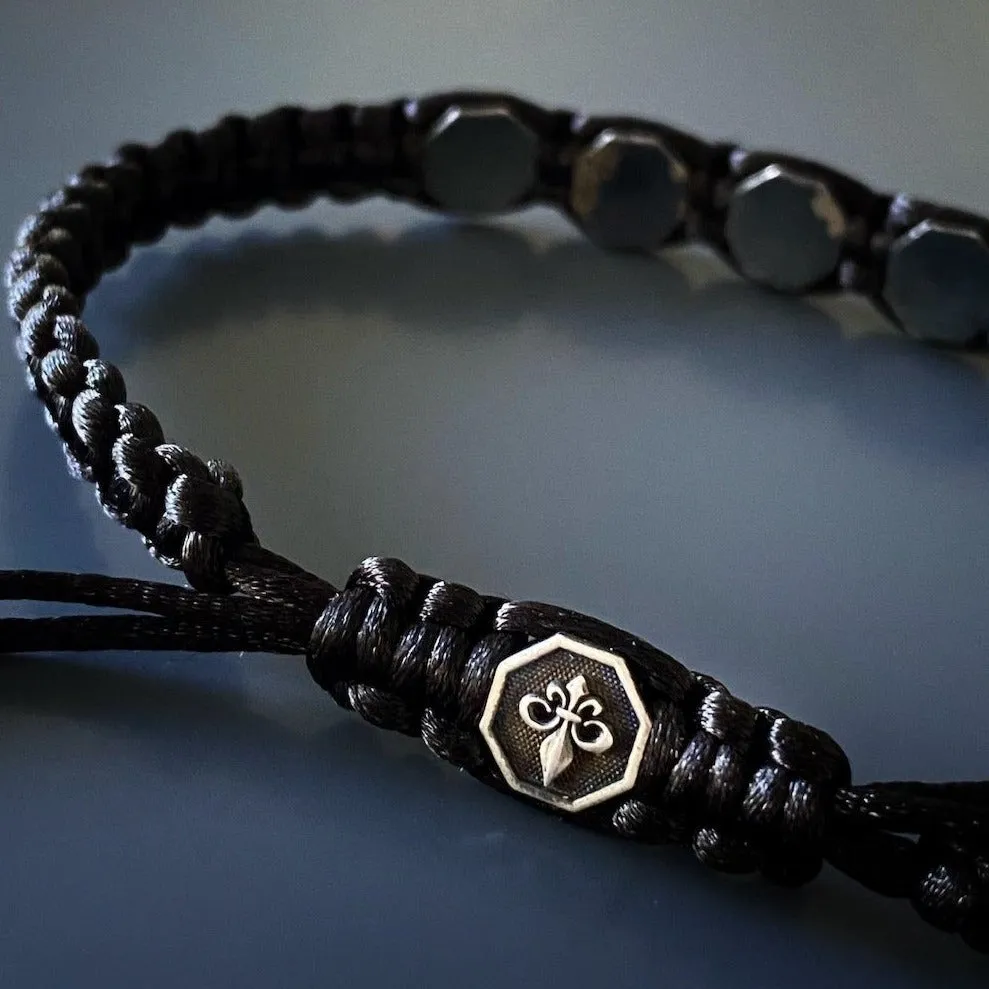 Fleur De Lis Woven Men Bracelet