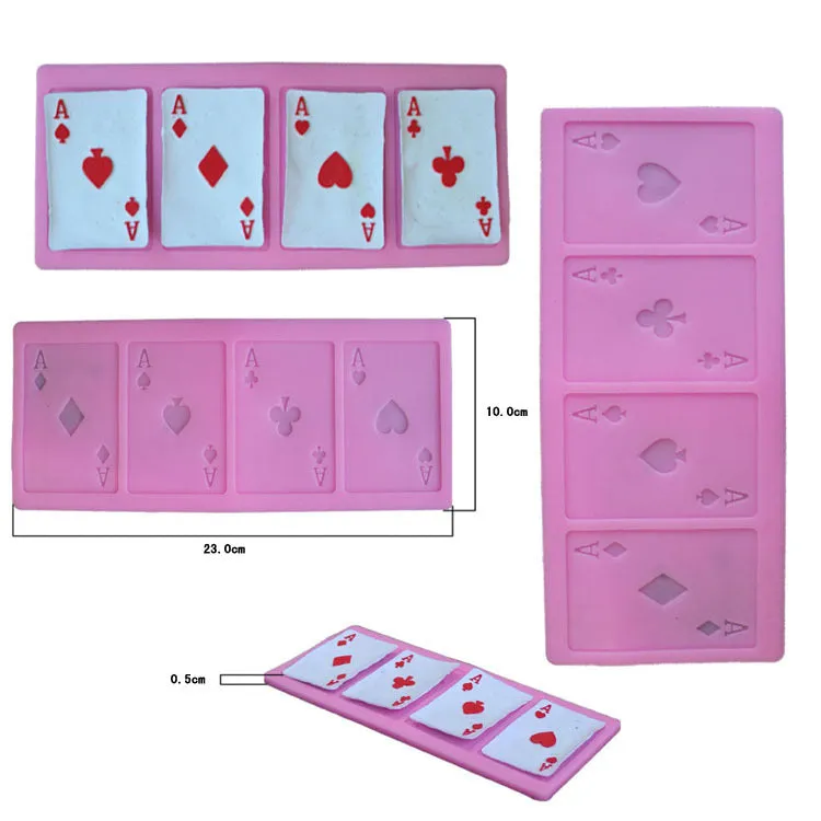 Four aces cards Silicone Mold -food mold / uv resin molds C135 4 cavity
