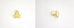 Gold-plated, elegant, three-circle nose pin
