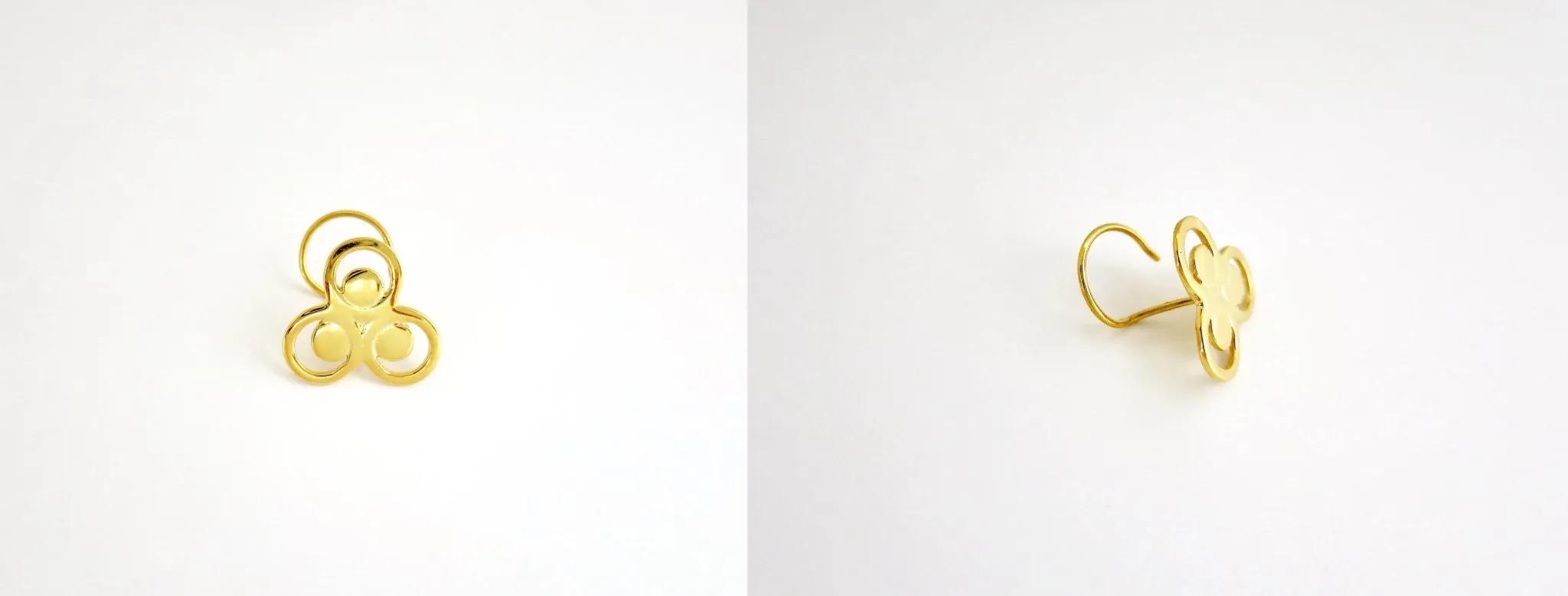 Gold-plated, elegant, three-circle nose pin