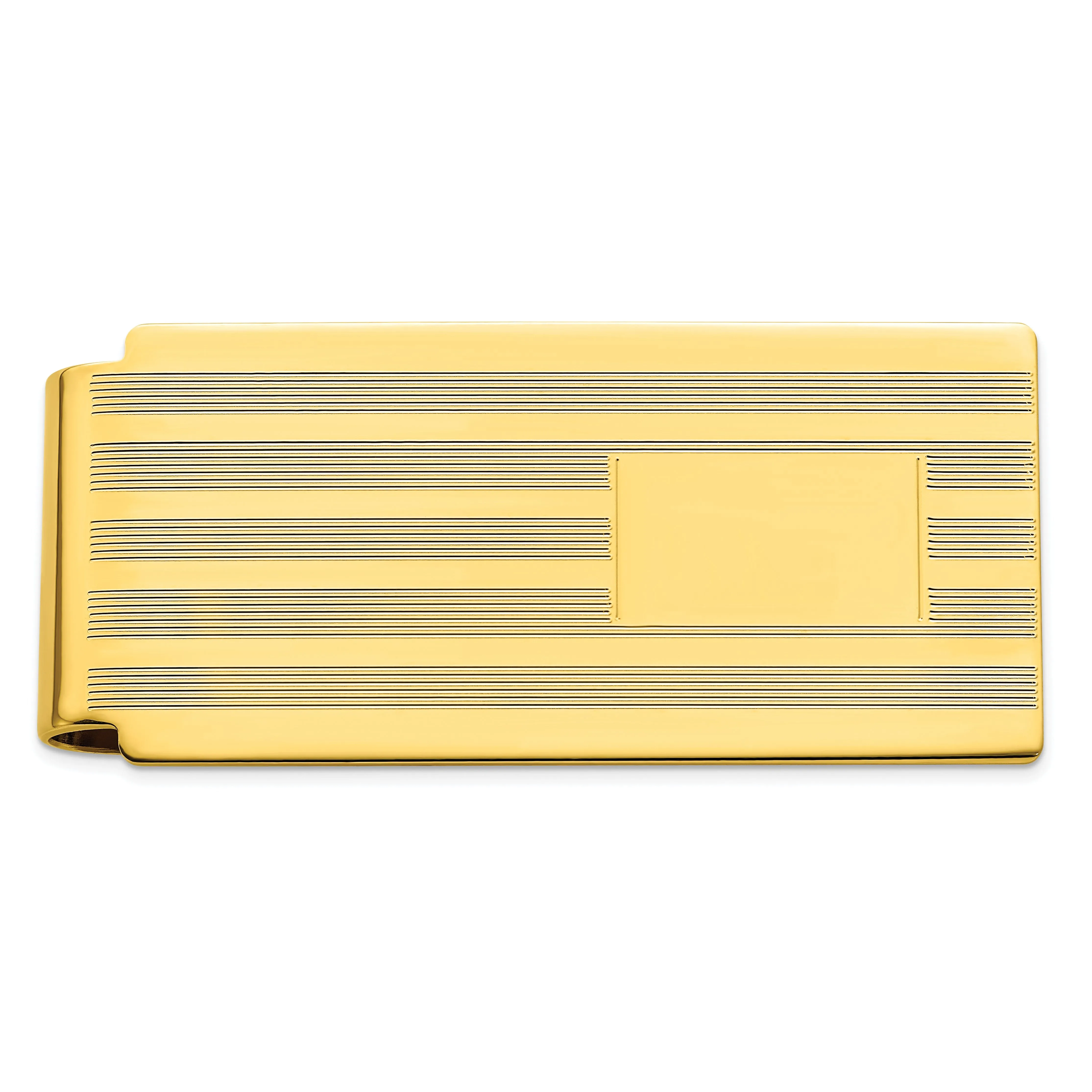 Gold Plated Lined Engravable Hinged Money Clip