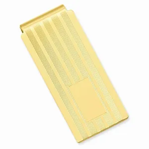Gold Plated Lined Engravable Hinged Money Clip