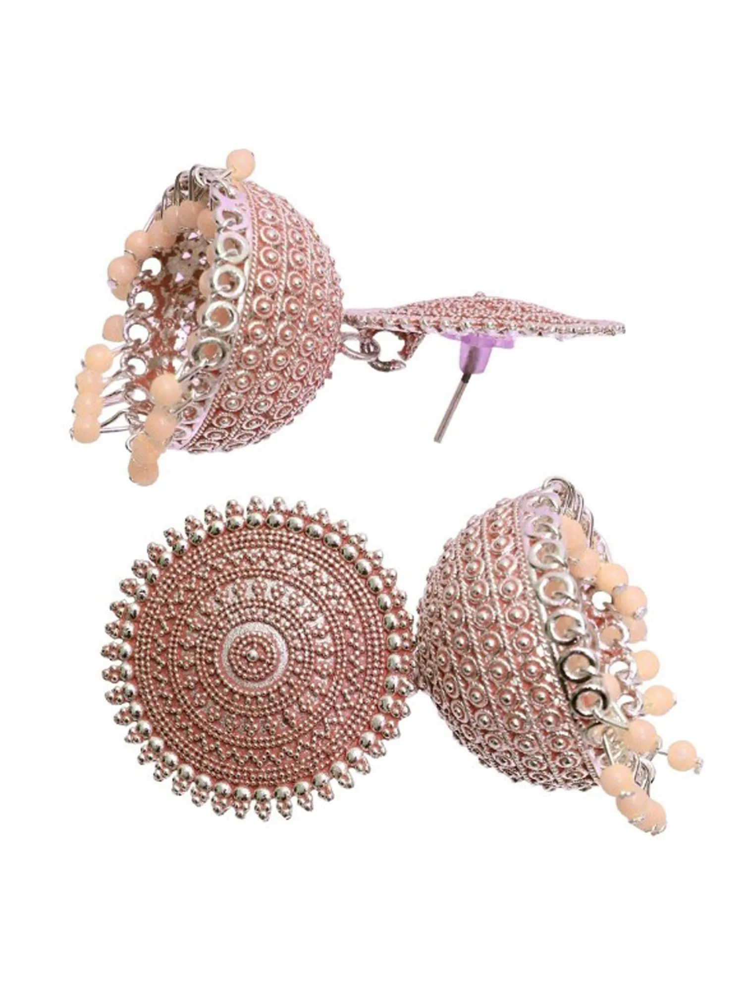 Golden Peach Pearls Dome Jhumka