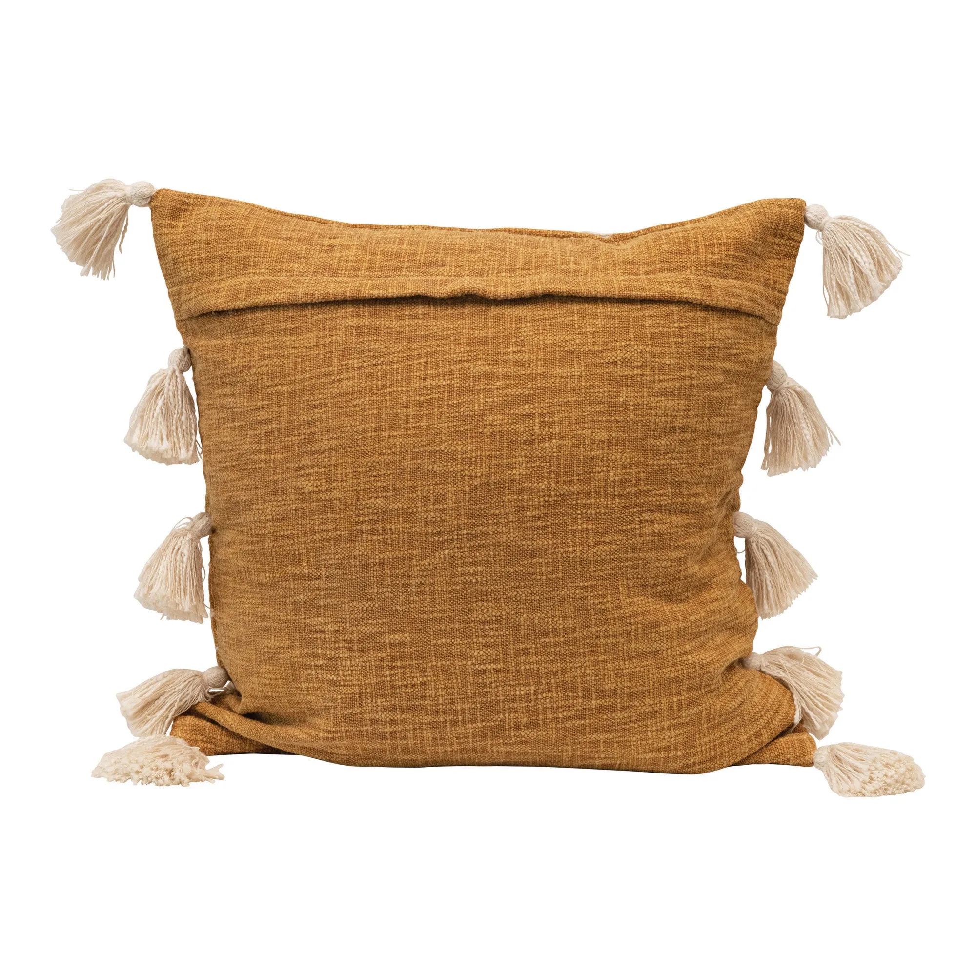 GOLDEN STRIPES COTTON TASSEL PILLOW