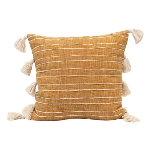 GOLDEN STRIPES COTTON TASSEL PILLOW