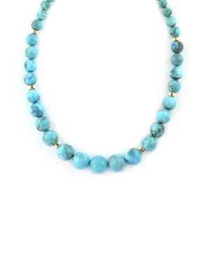 Graduated Round Turquoise Rondelle Necklace