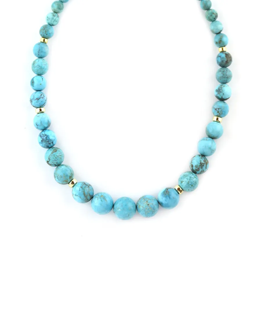 Graduated Round Turquoise Rondelle Necklace