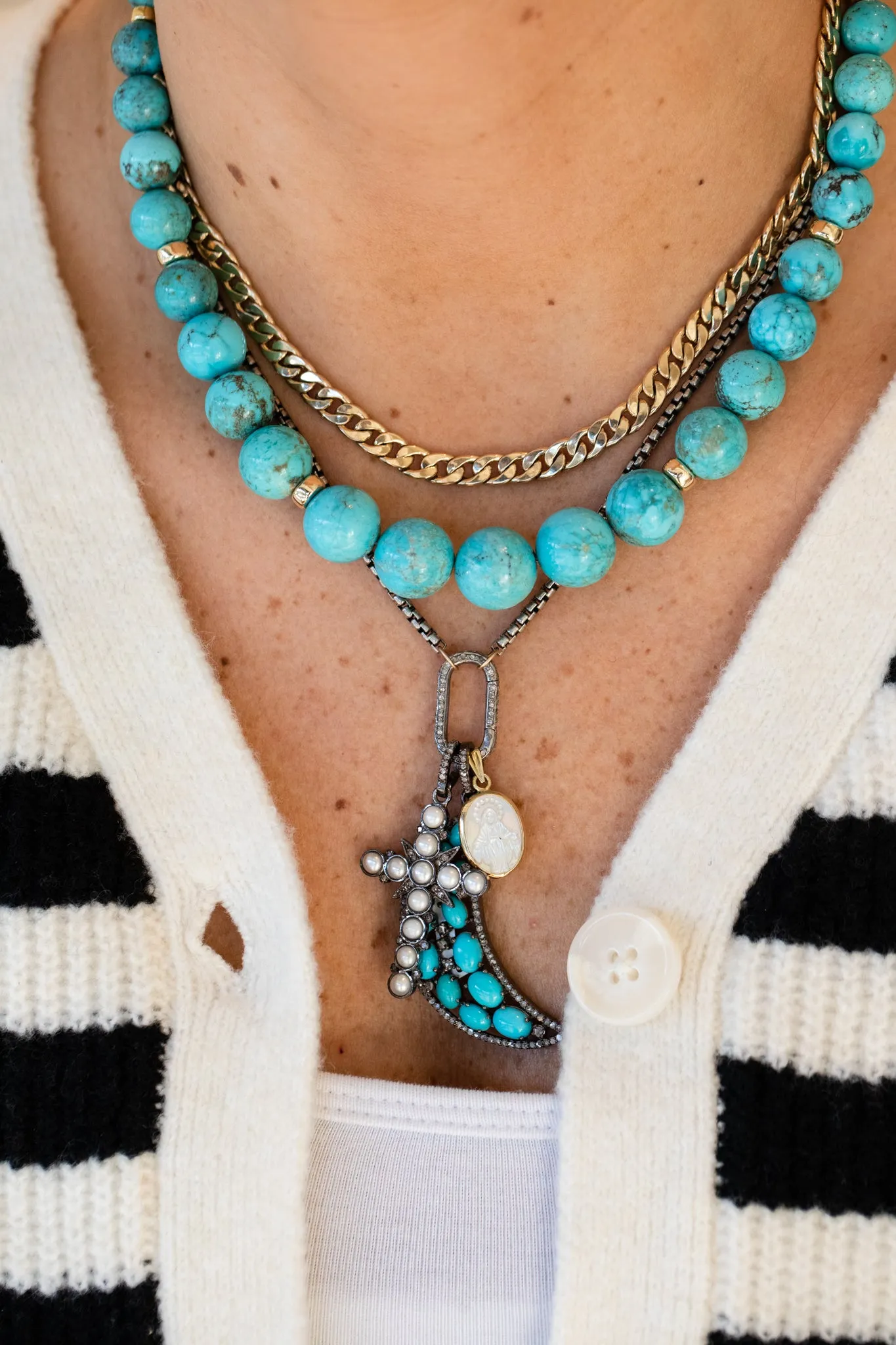 Graduated Round Turquoise Rondelle Necklace