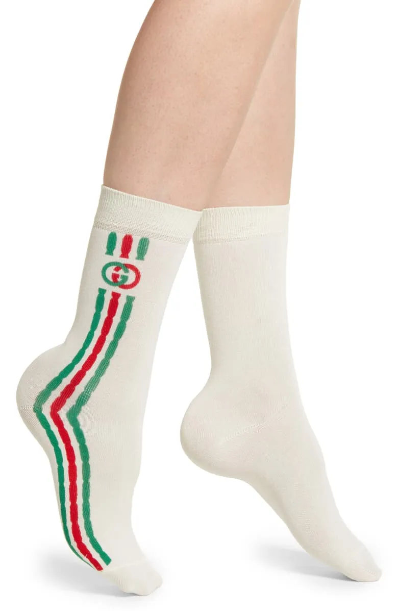 Gucci Technical Mini Trilly Tennis Socks in White