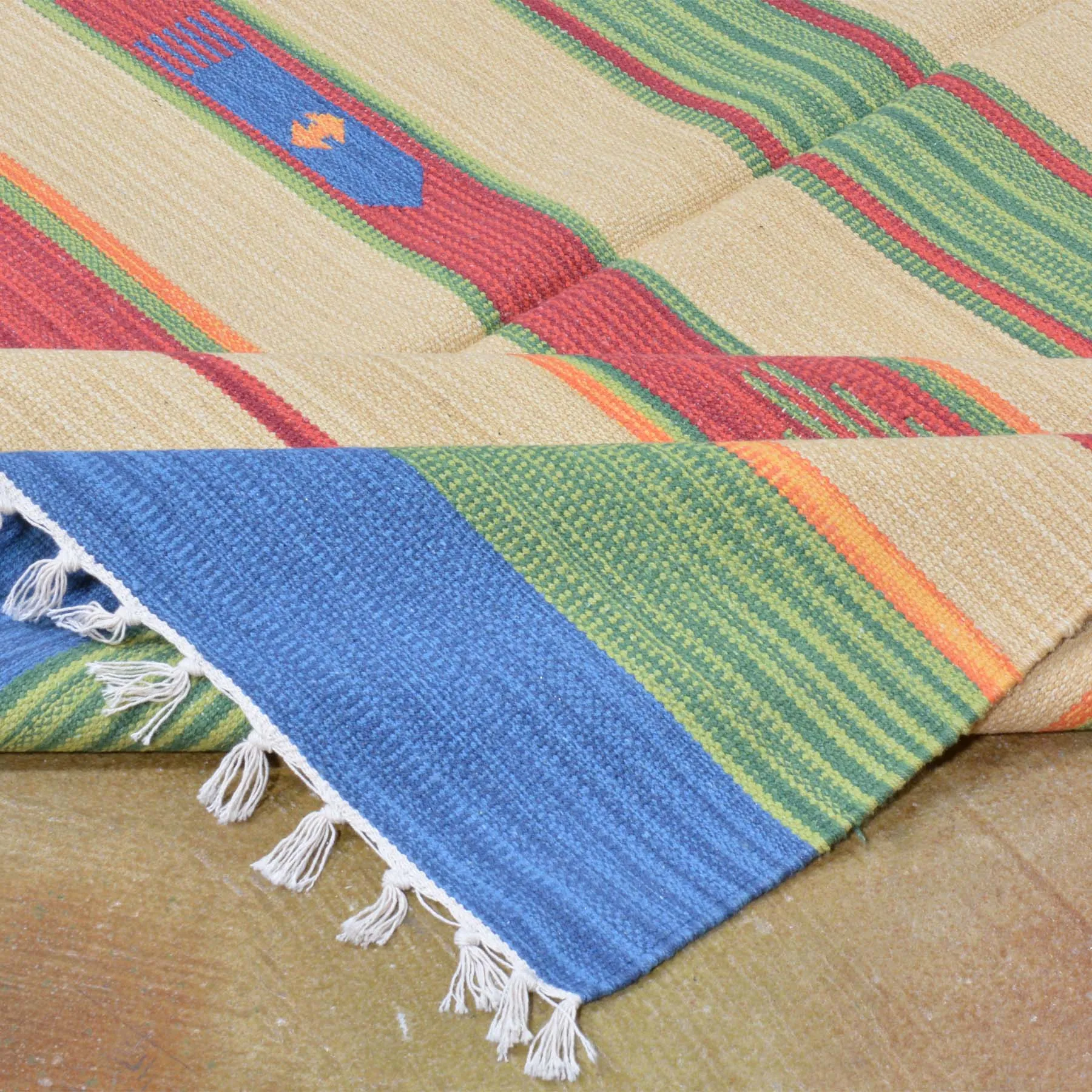 Hand-Woven Cotton Durrie Reversible Handmade Rug (Size 5.1 X 7.5) Brrsf-1110