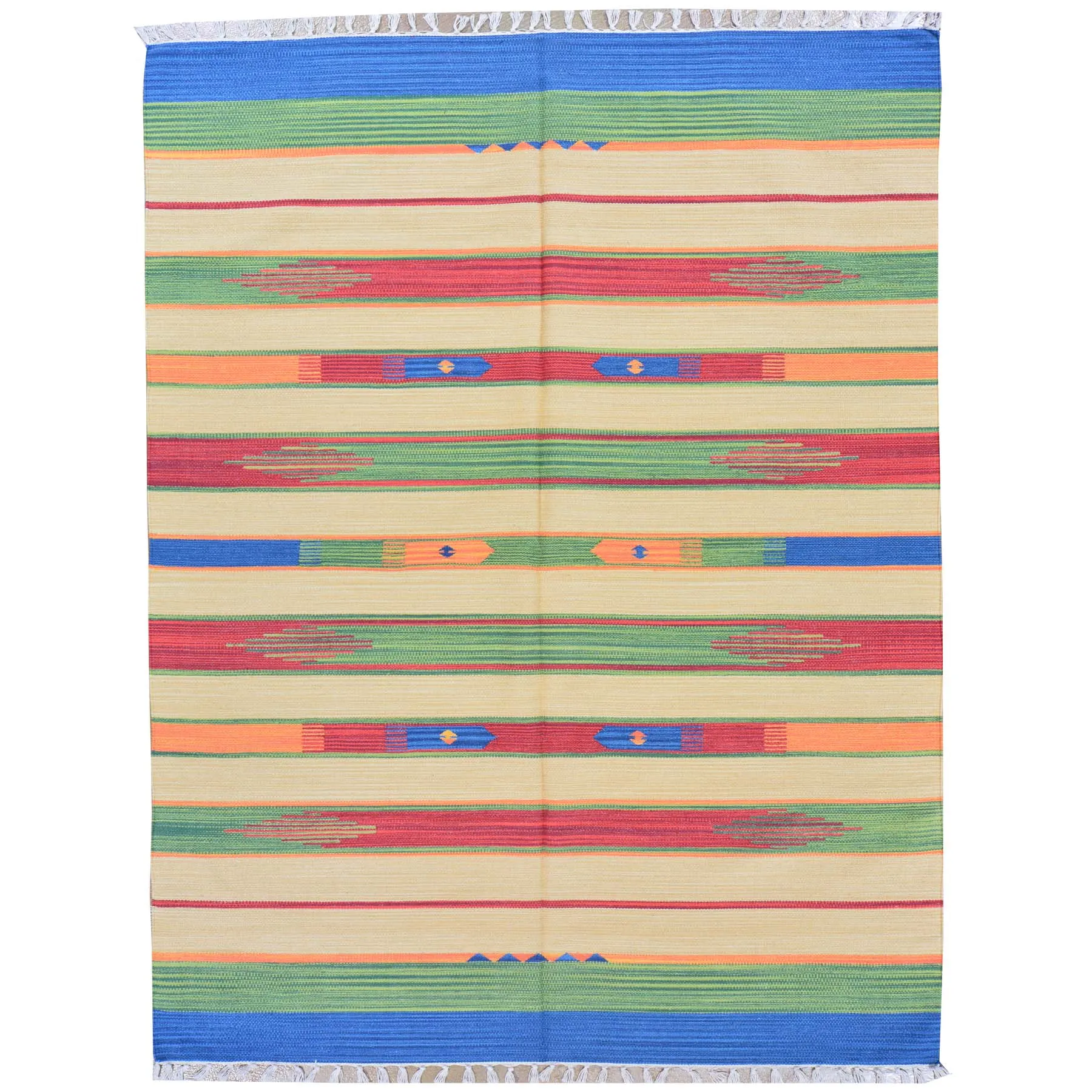Hand-Woven Cotton Durrie Reversible Handmade Rug (Size 5.1 X 7.5) Brrsf-1110