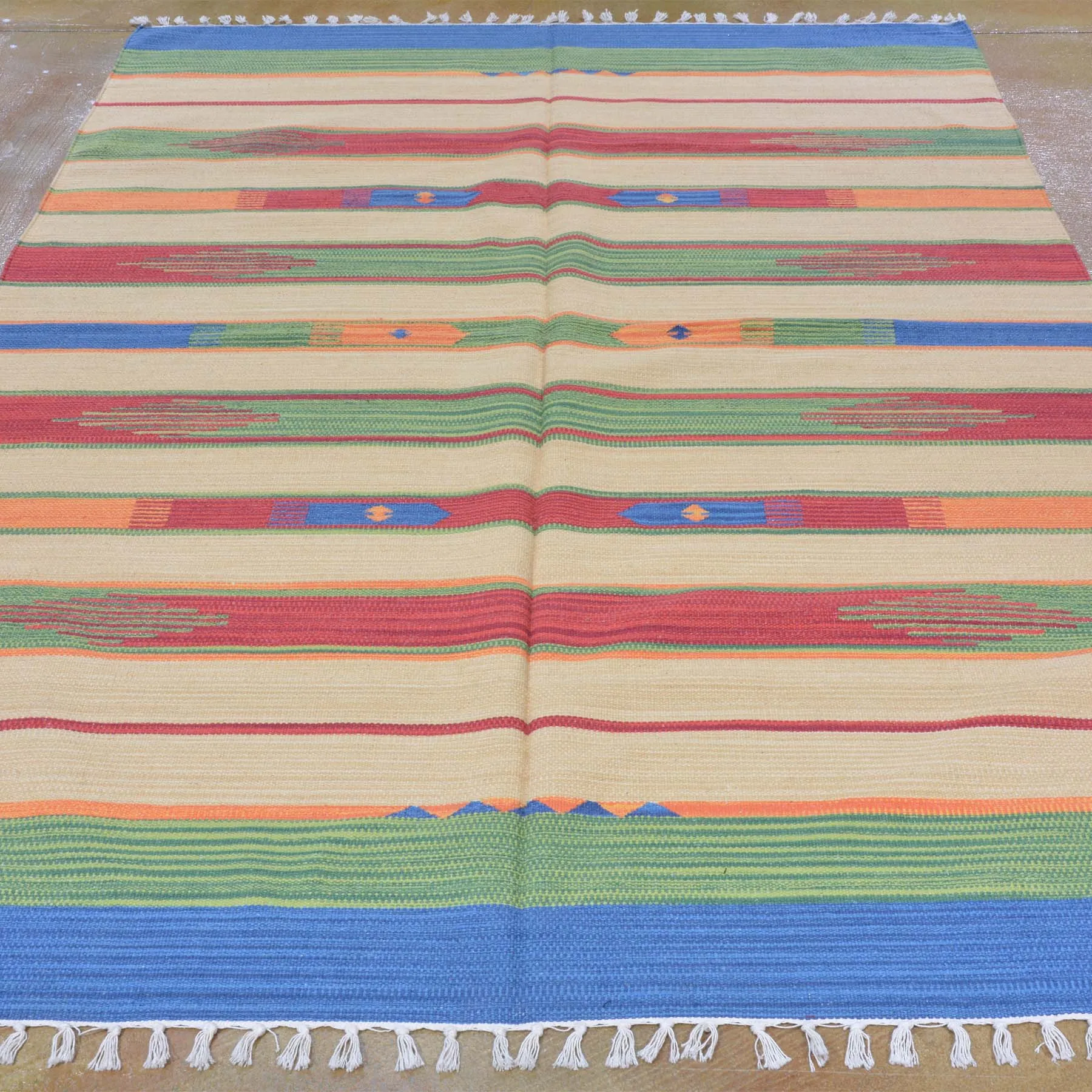 Hand-Woven Cotton Durrie Reversible Handmade Rug (Size 5.1 X 7.5) Brrsf-1110