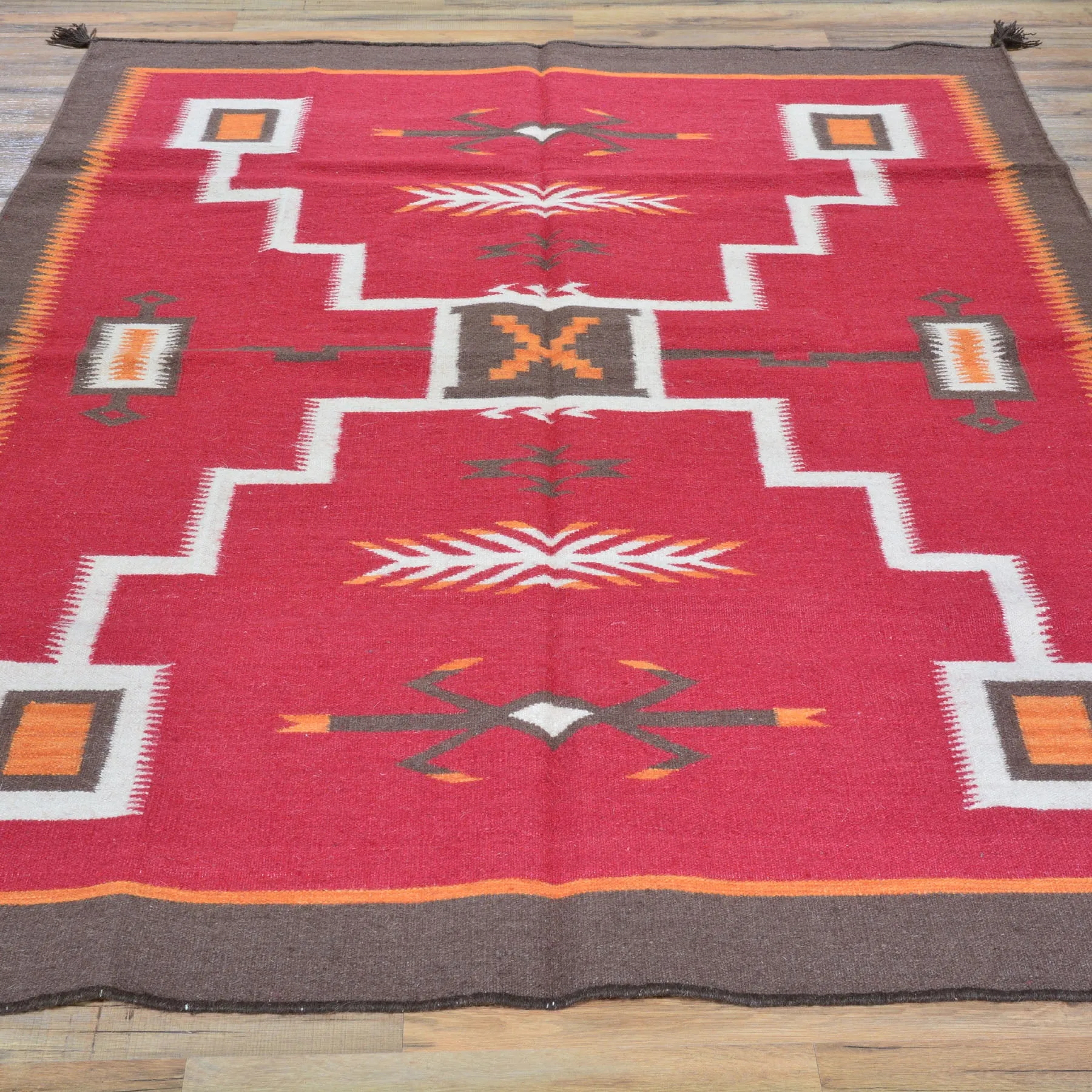 Hand-Woven Flatweave Kilim Southwestern Design Rug (Size 5.1 X 6.11) Brral-3780