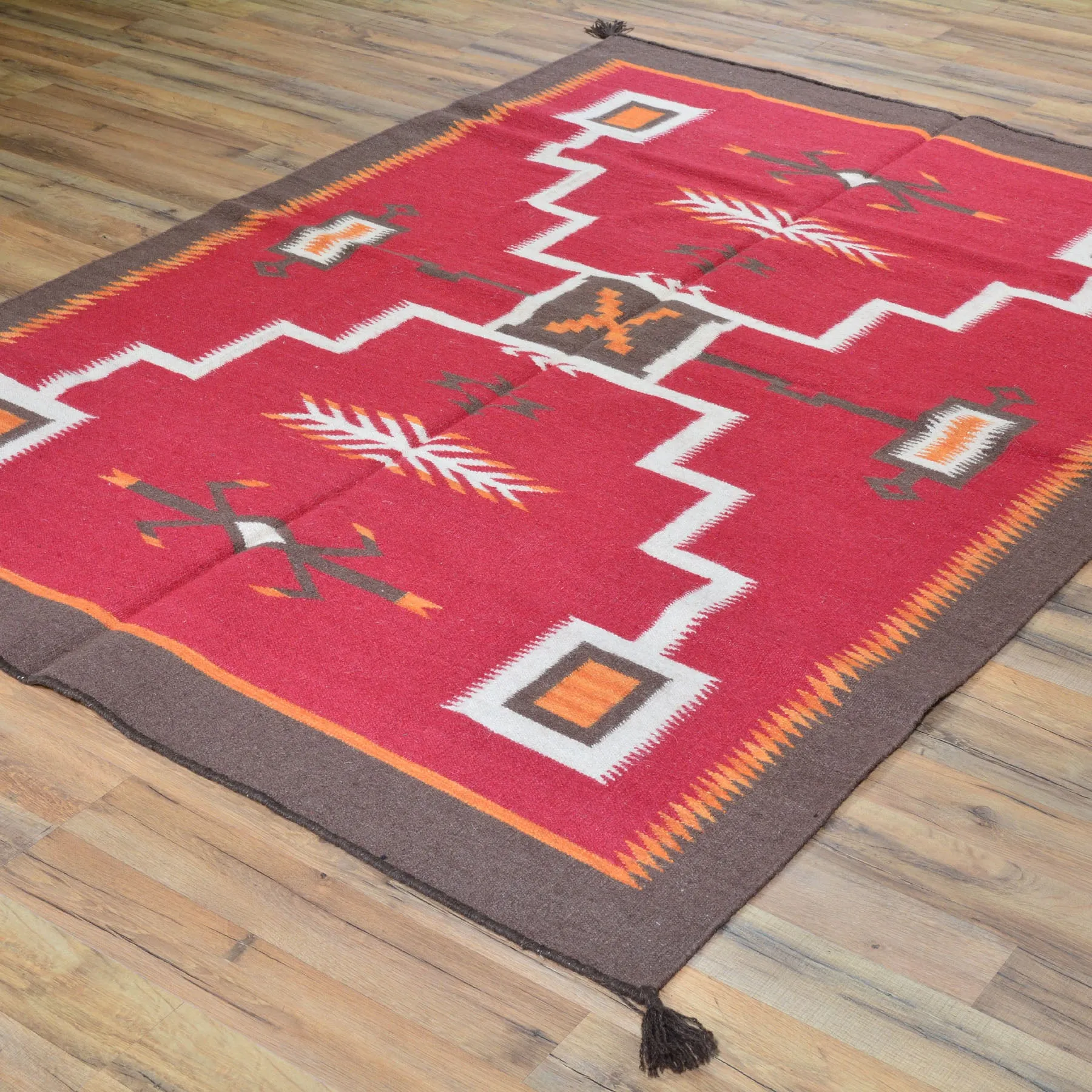 Hand-Woven Flatweave Kilim Southwestern Design Rug (Size 5.1 X 6.11) Brral-3780
