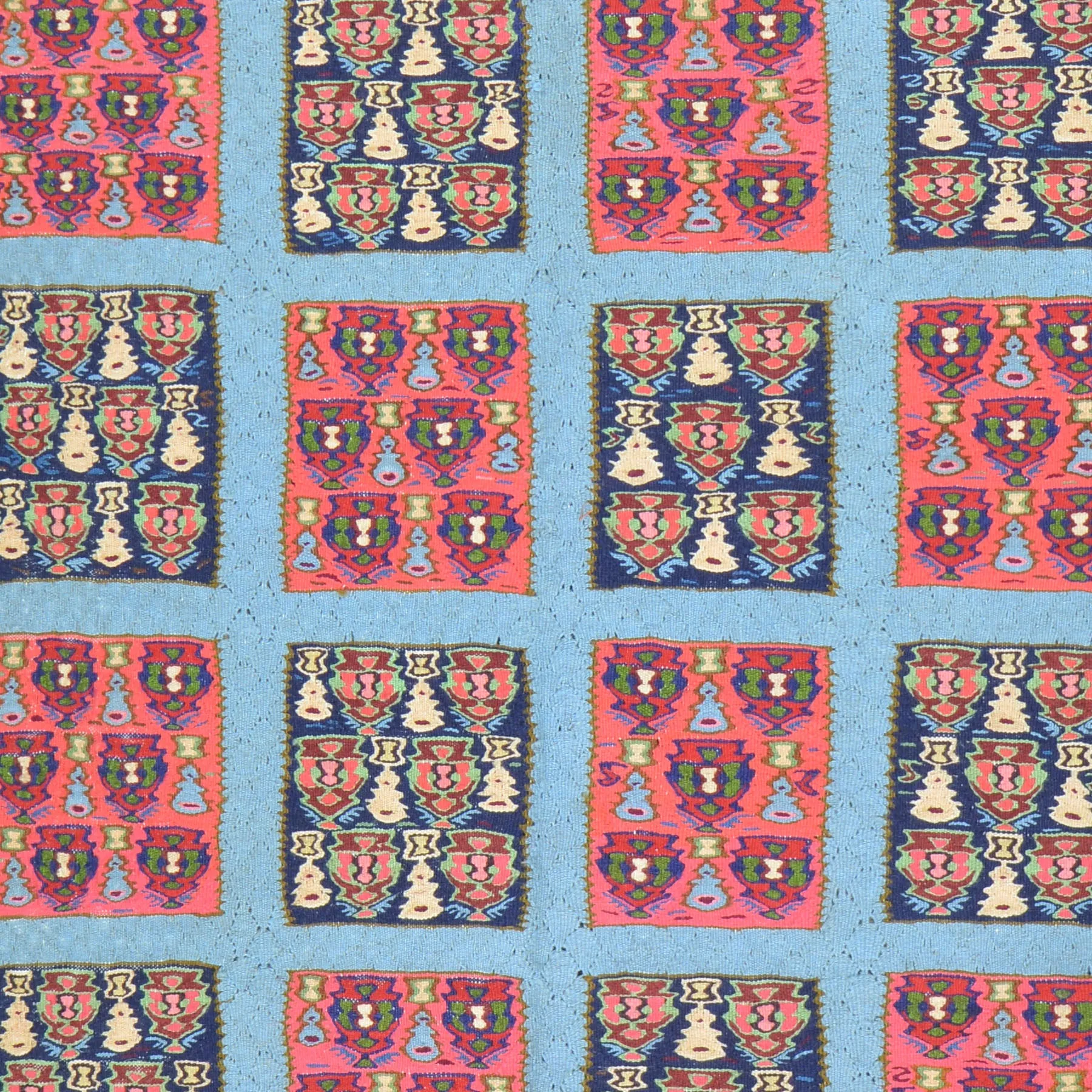 Hand-Woven Persian Sennah Kilim Geometric Design Wool Rug (Size 4.0 X 4.11) Cwral-8592