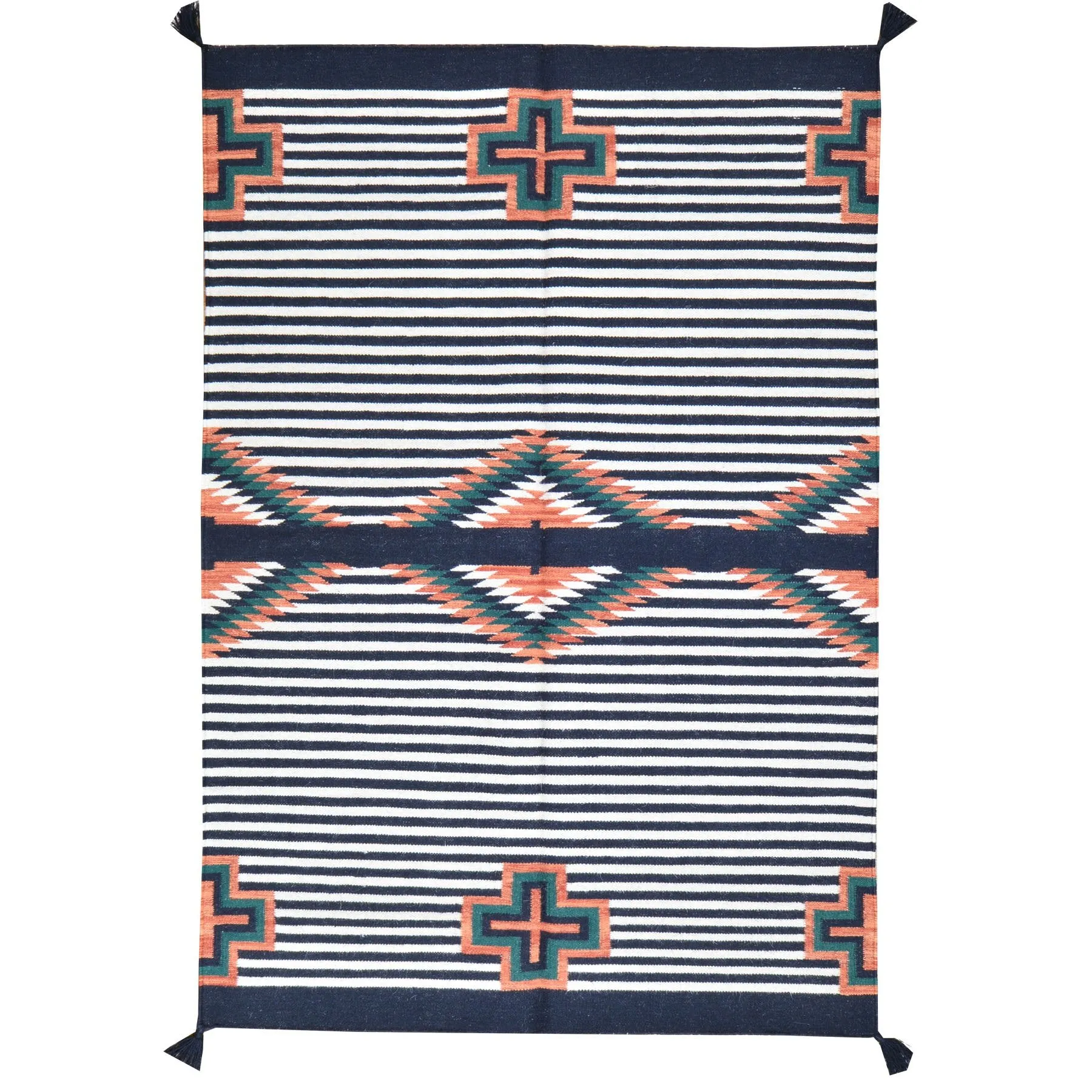 Hand-Woven Southwestern Kilim Geometric Design Handmade Wool Rug (Size 4.0 X 6.0) Brrsf-1074