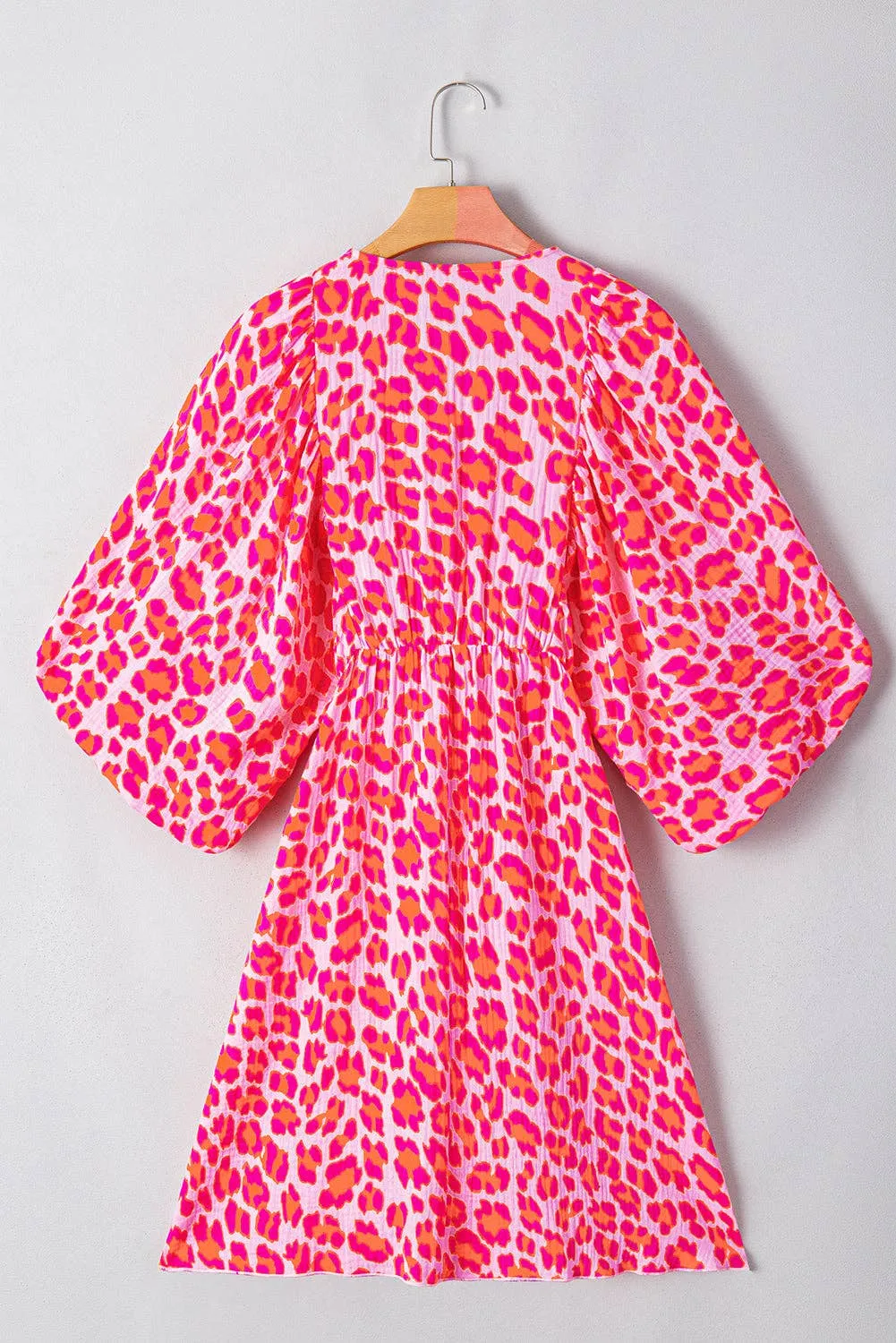 Hazel Leopard 3/4 Puff Sleeve Dress
