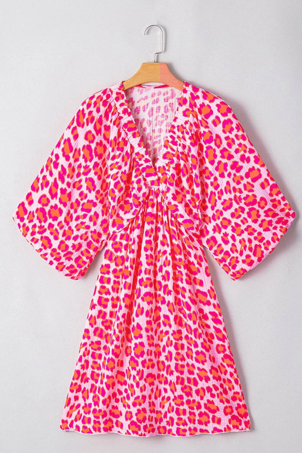 Hazel Leopard 3/4 Puff Sleeve Dress
