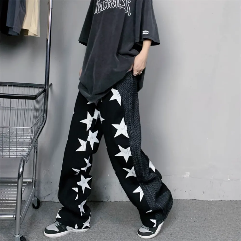 Hip Hop Stars Woven Panel Jeans